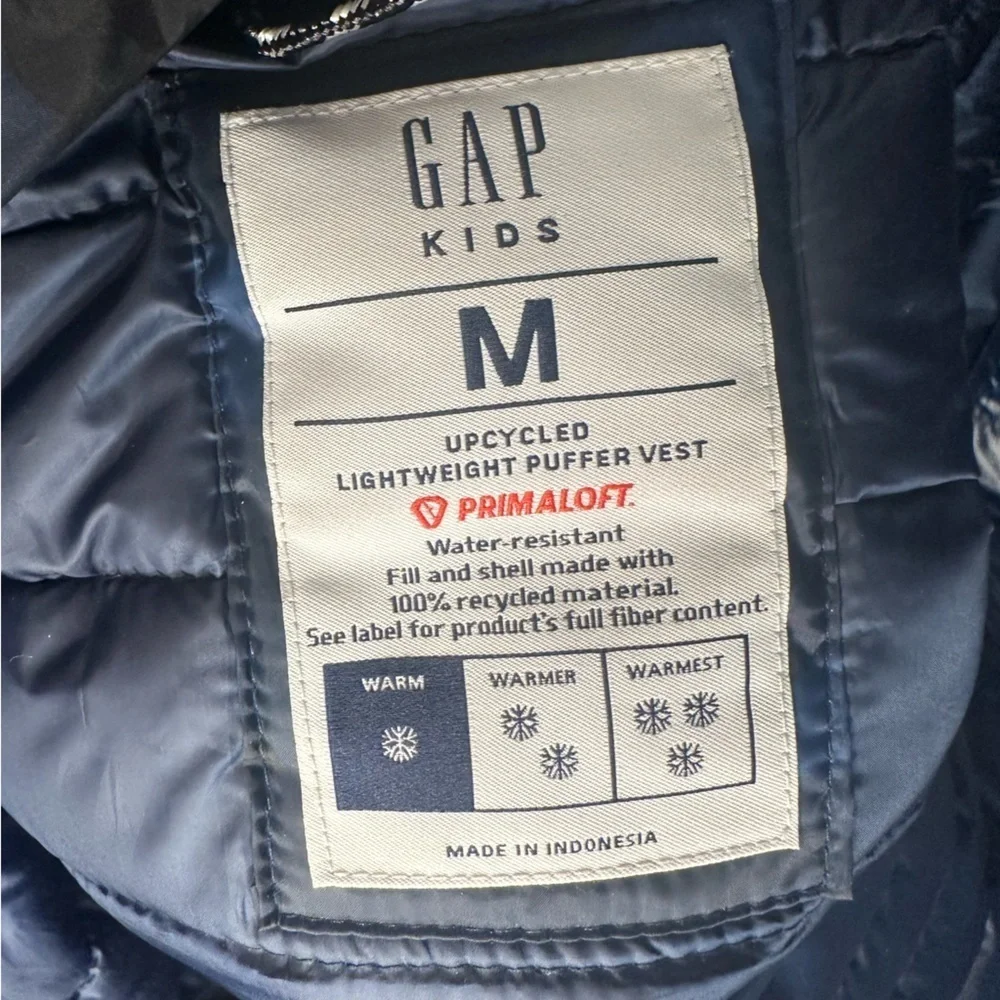 Gap kids navy camo primaloft puffer vest size medium